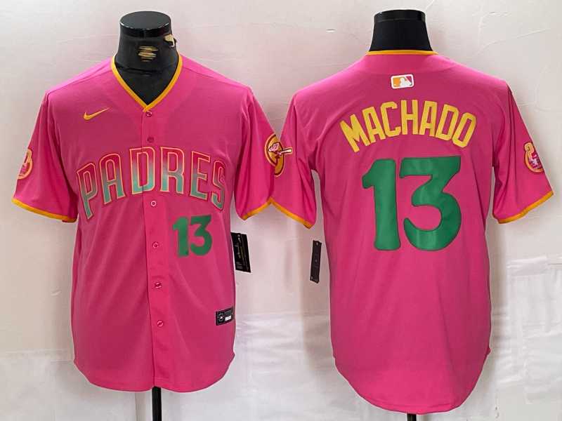 Mens San Diego Padres #13 Manny Machado Pink Cool Base Stitched Baseball Jerseys->san diego padres->MLB Jersey